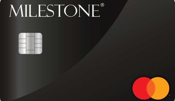 Black Milestone Mastercard credit card with chip